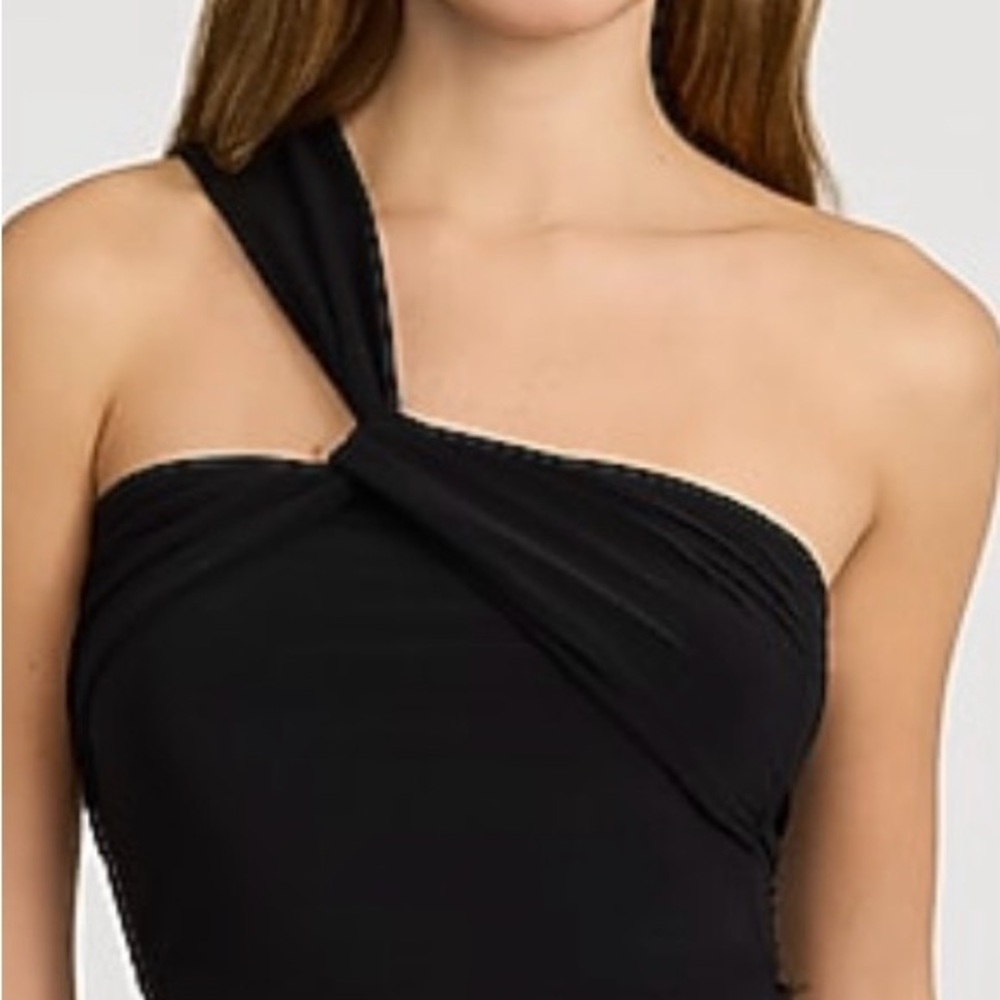 Express Black Off-Shoulder top with Bow Accent
